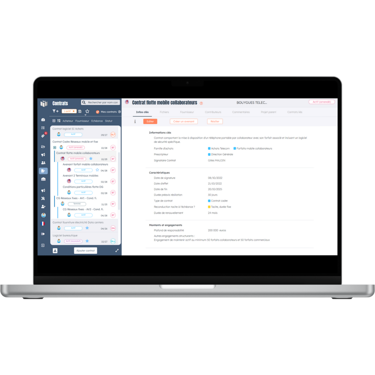 Visuel logiciel achat Contrats
